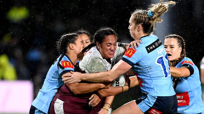 Tazmin Gray took out players of the match for the Maroons with some impressive defence. Picture: Getty Images.