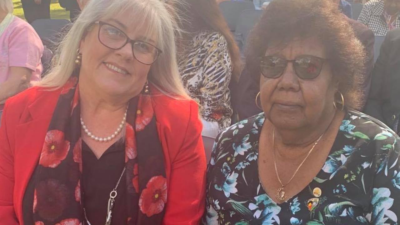 Cr Dolly Jensen and Aunty Lillian Burke at Monday’s dedication ceremony. Mayor Glen Hartwig and Elder Aunty Lillian Burke unveiled a new monument in Memorial Park on Monday to honour all known and unknown Aboriginal and Torres Strait Islander service men and women.