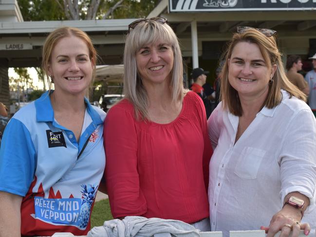 Jo Hurley, Jana Mulholland and Rachel Boyd at the AFL Capricornia grand finals, Rockhampton Cricket Grounds, September 10, 2022.