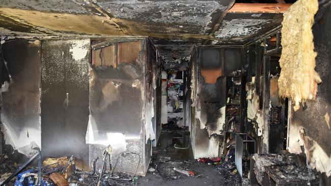 Damage following a fire involving a lithium-ion battery. Picture: QFES