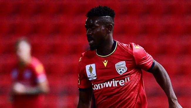 Adelaide United’s Pacifique Niyongabire during the FFA Cup 2019 quarterfinal win over Newcastle Jets at Coopers Stadium on September 17, 2019. (Photo by Mark Brake/Getty Images)