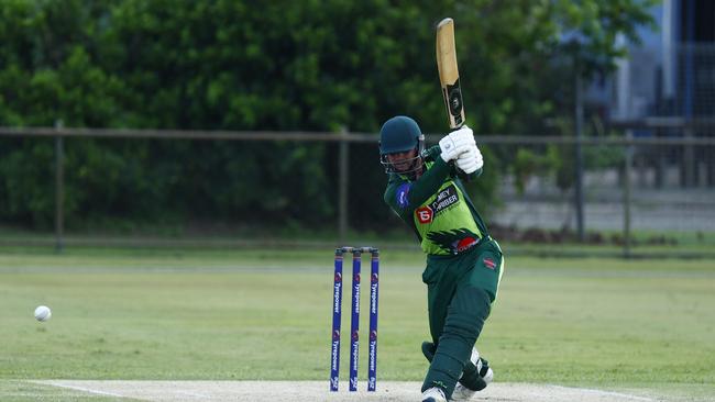 Rovers' Andrew Phelps bats in the Cricket Far North 40 overs match between the Cairns Rovers and Norths, held at Griffiths Park, Manunda. Picture: Brendan Radke