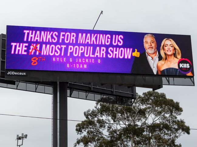 The latest Kyle &amp; Jackie O billboard in Melbourne which celebrates their poor ratings.