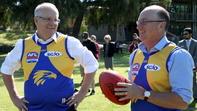 Scott Morrison with Swan MP Steve Irons in Perth in October 2018. Picture: AAP