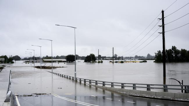 The flooded new Windsor bridge in northwest Sydney. Picture: Darren Leigh Roberts