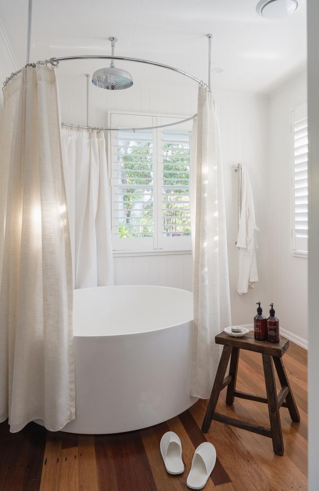 Elsie's Cottage in Montville features two big baths inside and one on the deck. Photo: Hannah Puechmarin