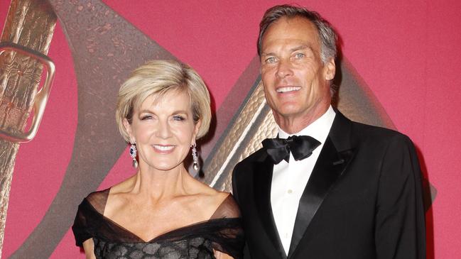 Julie Bishop and her boyfriend David Panton at the Museum of Applied Arts and Sciences Ball. Picture: Christian Gilles