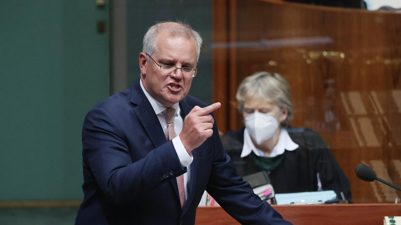 Prime Minister Scott Morrison doubled down on claims Anthony Albanese was the “Chinese government’s pick at this election”. Picture: NCA NewsWire / Gary Ramage