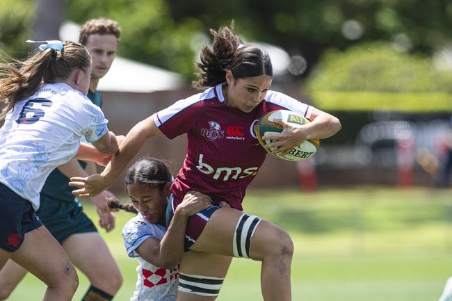 Madison Pomerenke of Queensland Reds as Downs Rugby host Next Gen 7s at Toowoomba Sports Ground, Saturday, October 12, 2024. Picture: Kevin Farmer