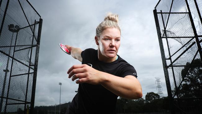 Dani Stevens trains at Greystanes in Sydney's west this week as she comes back from a horrific injury setback. Picture: John Feder