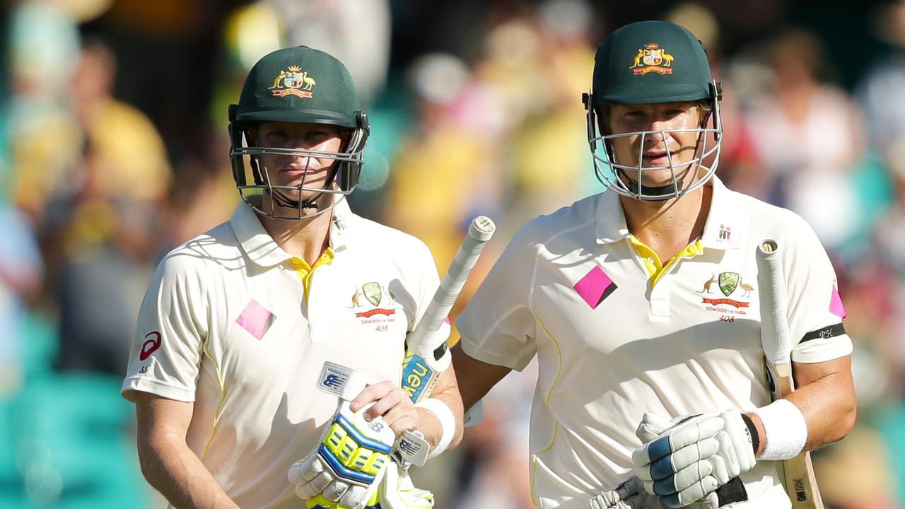 Steve Smith and Shane Watson. Picture: Gregg Porteous