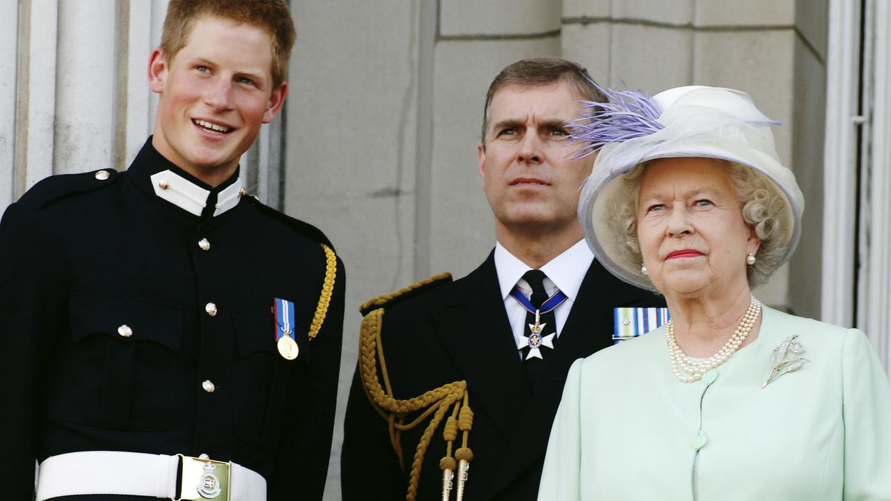 Prince Harry wearing his Sandhurst army uniform on the balcony in Buckingham Palace in 2005. Picture: Anwar Hussein/Getty Images