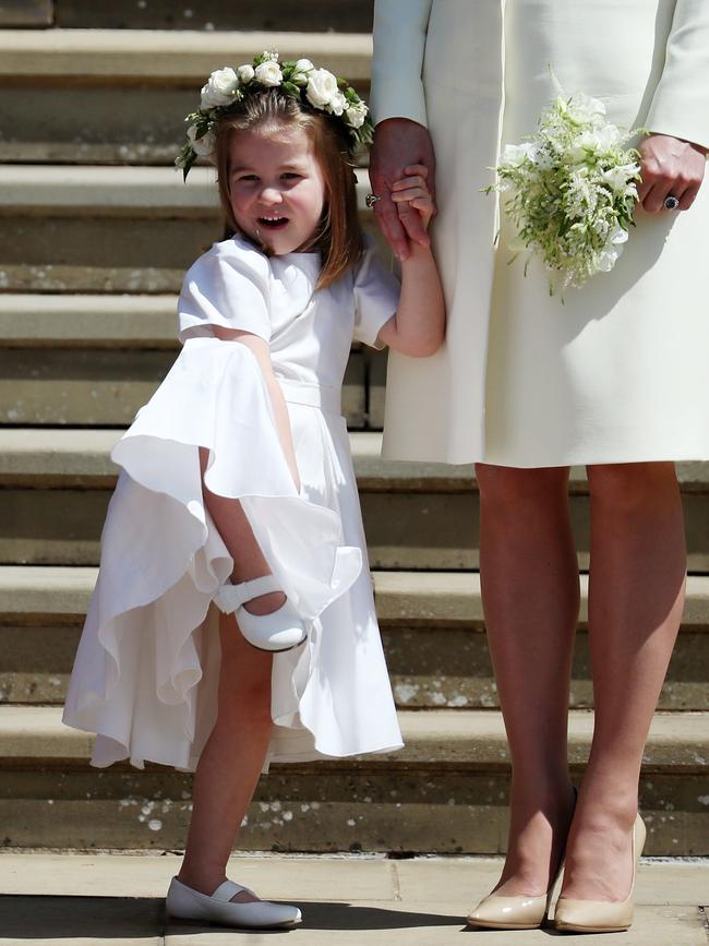 Princess Charlotte showed off her outfit. Picture: AFP