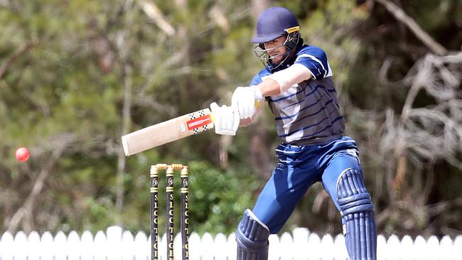 Broadbeach Robina (in blue) vs Southport Labrador cricket at Southport's Golden Wheel Park. Trent Keep. 3 December 2022 Arundel Picture by Richard Gosling