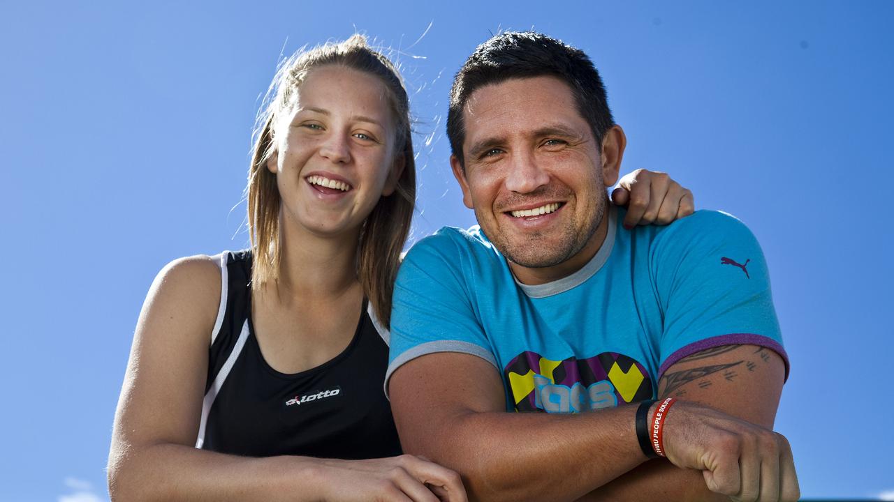 A young Jamie-Lee Price with dad, Australian rugby league great Steve Price.