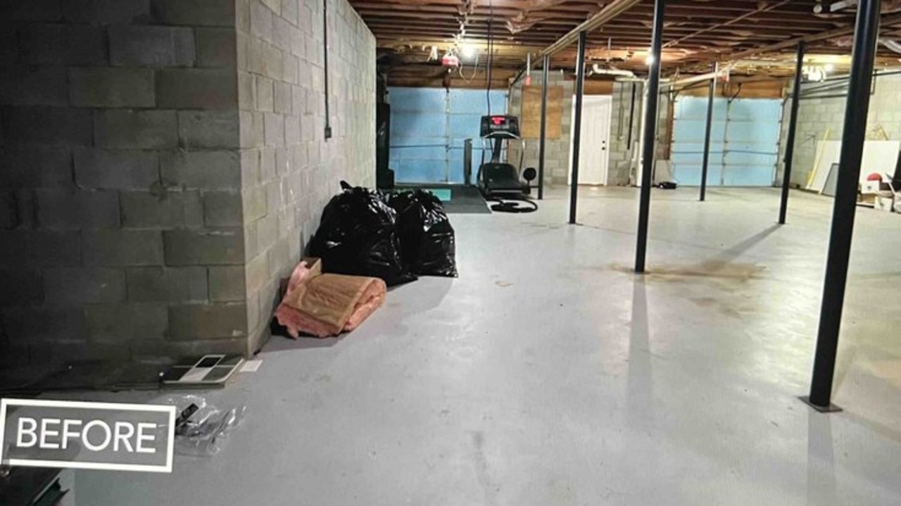 Before: The basement was one large, open space. Picture: HGTV