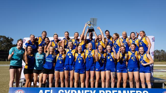 The East Coast Eagles completed a hat trick of Premier Women's division flags. Photo: Narelle Spangher/ AFL Sydney