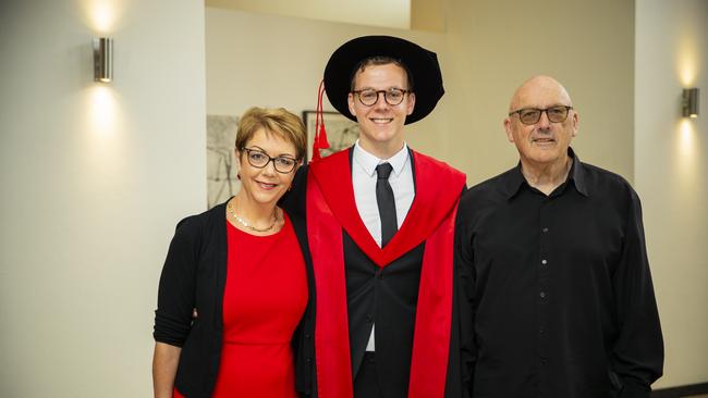Kath Hogan, Thomas Norman and Peter Norman. University of Tasmania Graduations. Federation Concert Hall, Hobart. Picture: RICHARD JUPE