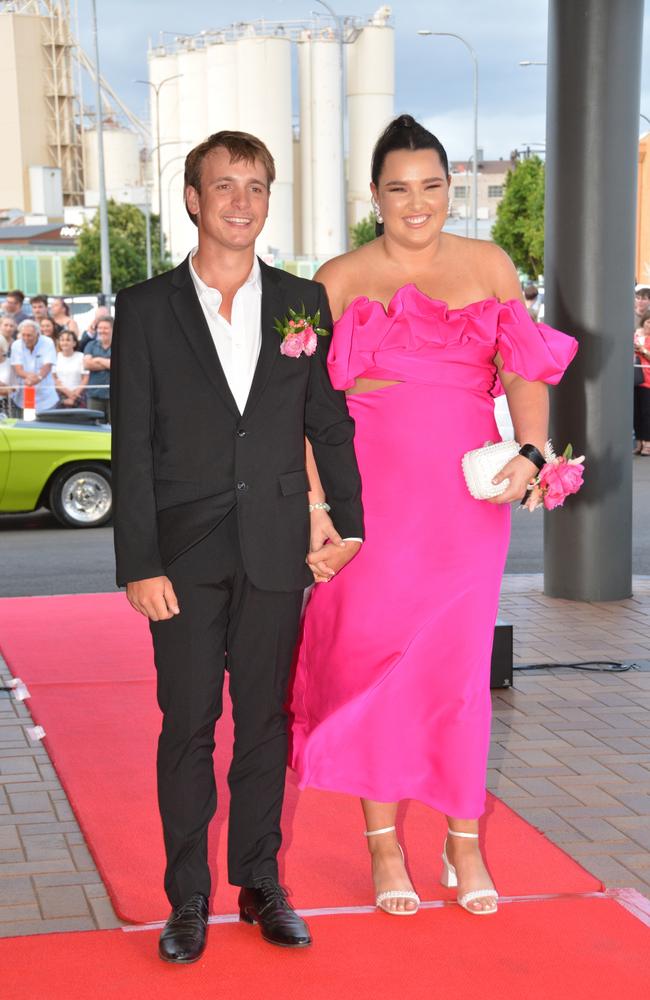 Toowoomba school formals. At the 2023 St Ursula's College formal is graduate Amelia Land with her partner Jake Collins. Picture: Rhylea Millar