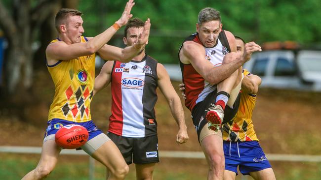 NTFL Southern Districts v Wanderers. As Geelong premiership player Harry Taylor makes his debut playing for Districts. Picture: Glenn Campbell