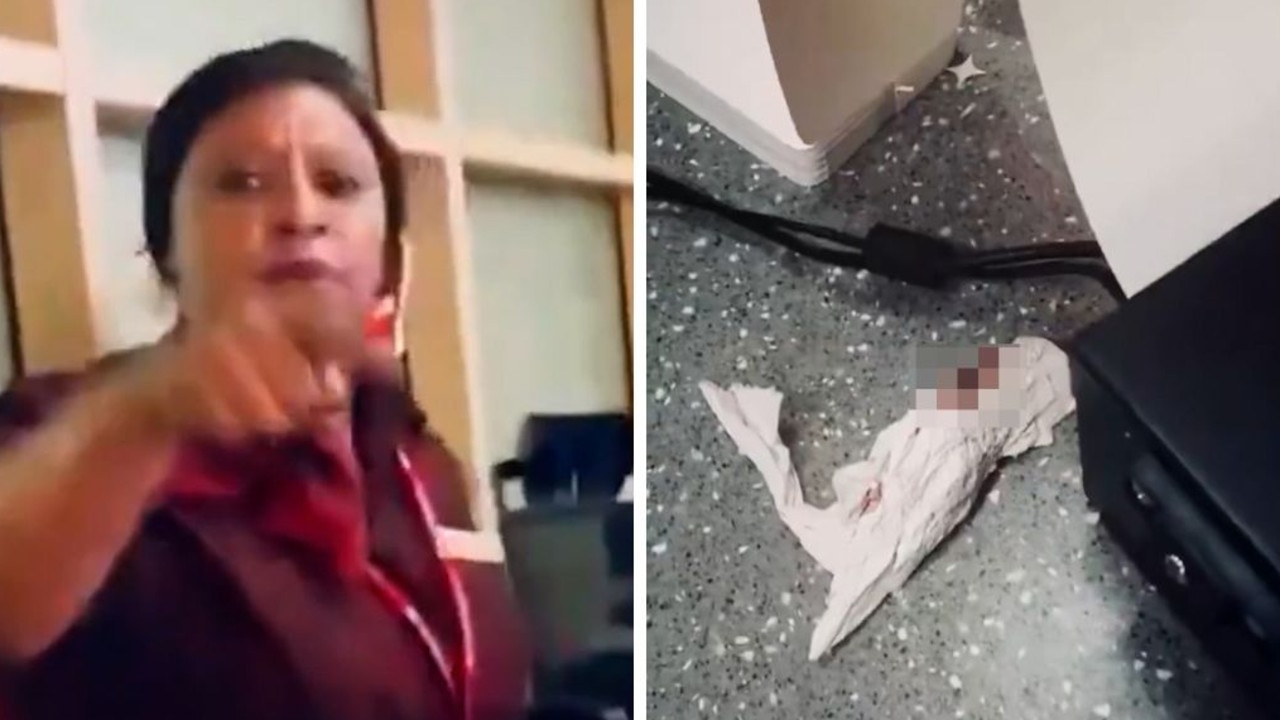 Woman hurls bloodied pad at airline staff