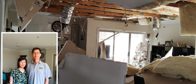 Karen and Daniel Lui at their home in The Ponds where the ceiling collapsed.