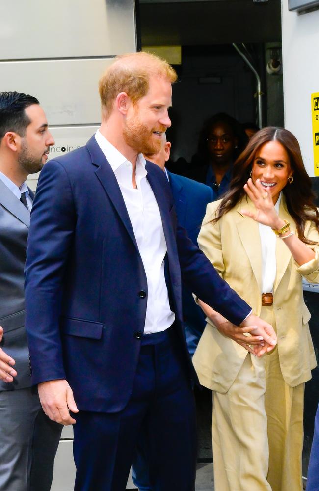 Prince Harry, Duke of Sussex and Meghan, Duchess of Sussex are seen on April 23, 2025 in New York City. Picture: Raymond Hall/GC Images
