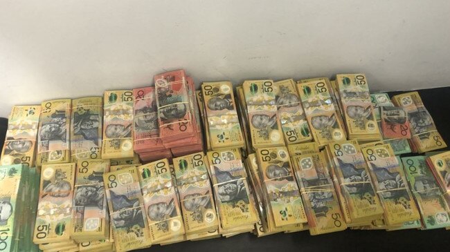 Cash ellegedly seized from an aircraft in Brisbane.