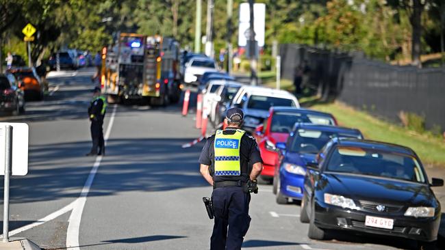 A fallen power line has come down over cars in Allchurch Av, Benowa causing traffic chaos. Monday May 20, 2024. Picture, John Gass