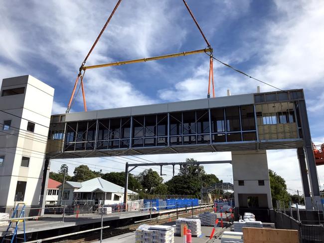 A new footbridge was installed at East Ipswich train station, marking a major milestone in the multi-million-dollar project to make the station accessible for all.