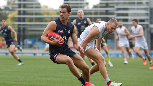 Brodie Kemp played as a forward in Carlton’s first practice match. Picture: Getty Images