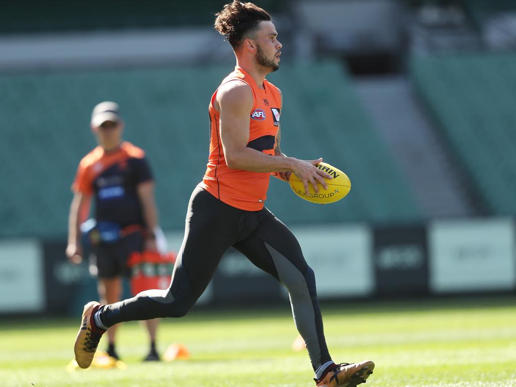 Zac Williams warms up for the new season. Picture: Phil Hillyard