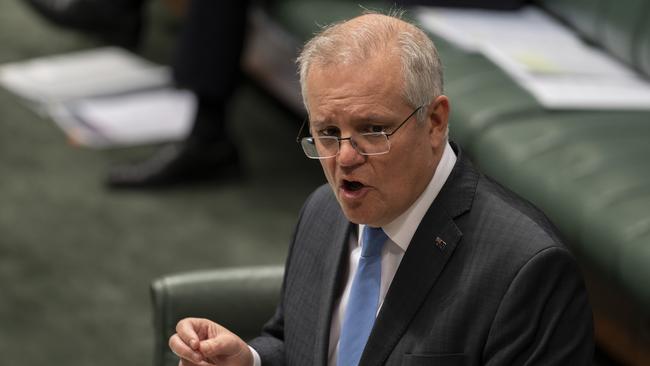 Prime Minister Scott Morrison has sensationally rebuked French President Emmanuel Macron. Picture: NCA NewsWire / Martin Ollman