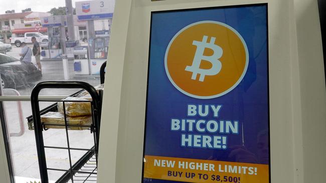 Bitcoin on Monday fell as low as $US24,900, before recovering slightly to $US25,500, falling seven per cent in 24 hours. Picture: AFP