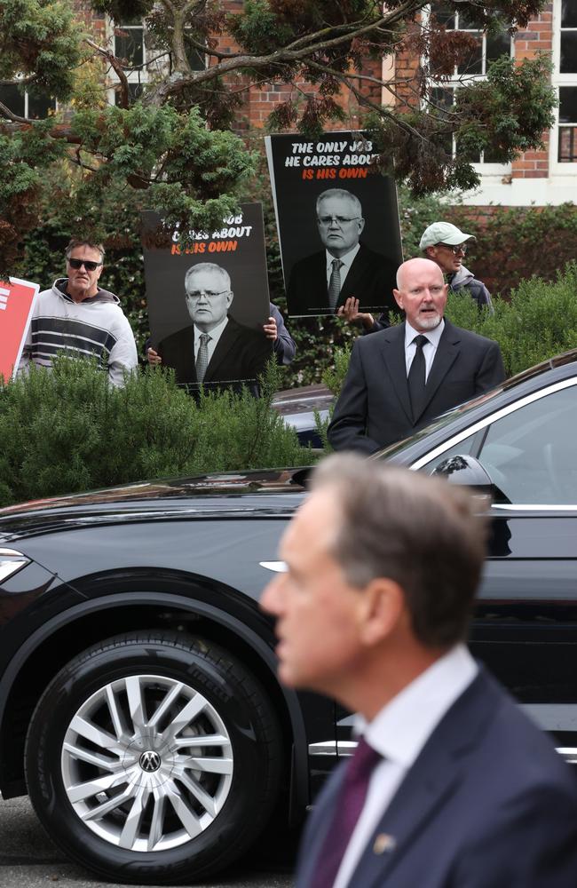 Health Minister Greg Hunt was also heckled. Picture: Jason Edwards