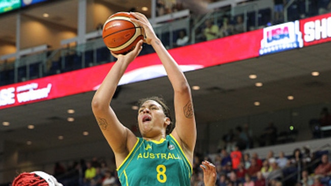 Elizabeth Cambage, pictured against France last week, produced a strong game for Australia.