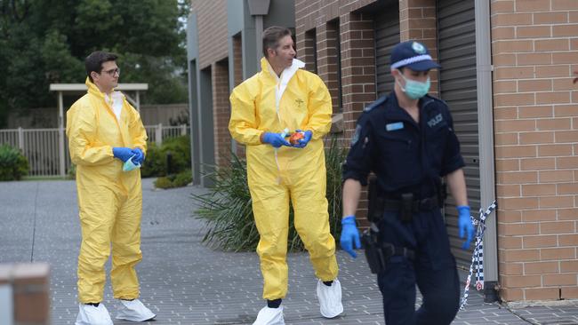 Police at the Quakers Hill home on Wednesday. Picture: Jeremy Piper