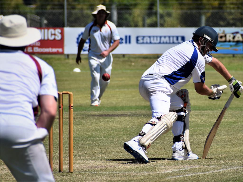 Matt Dalton beats the outside edge of Harwood batsman Nathan Ensbey in the North Coast Cricket Council North Coast Premier League One-Day clash between Clarence River and Harwood at McKittrick Park on Sunday, 15th November, 2020. Photo Bill North / The Daily Examiner