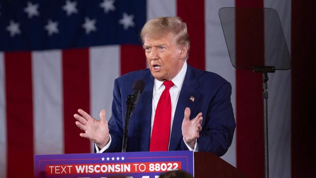 Donald Trump speaks at a campaign rally in Wisconsin this week. Picture: Getty Images via AFP