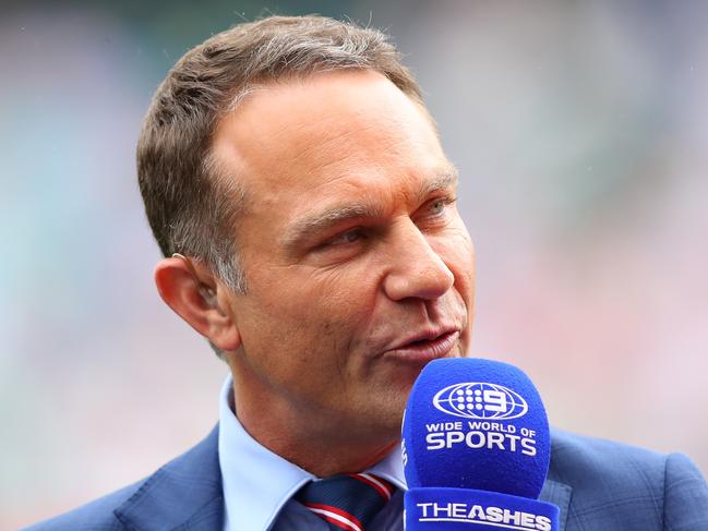 SYDNEY, AUSTRALIA - JANUARY 04:  Commentator and former Australian crickter Michael Slater talks during day one of the Fifth Test match in the 2017/18 Ashes Series between Australia and England at Sydney Cricket Ground on January 4, 2018 in Sydney, Australia.  (Photo by Cameron Spencer/Getty Images)