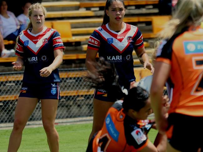 Tyra Ekepati of the Sydney Roosters Indigenous Academy in the Tarsha Gale Cup. Picture: Wayne Leong