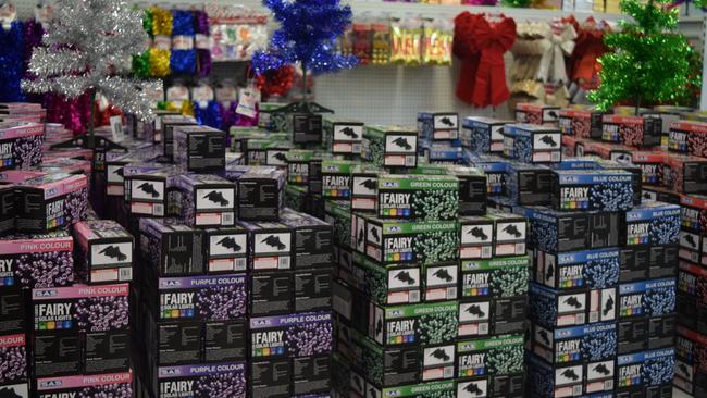 Mass boxes of fairy lights at Silly Solly’s.