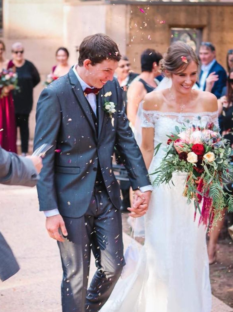 Samuel McPaul and his wife Megan 18 months ago on their wedding day. Picture: Facebook