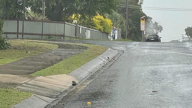 The street where two cars collided in Urangan on Saturday.