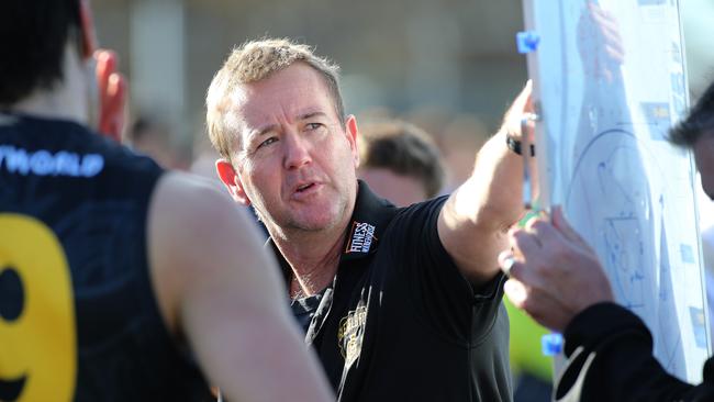 SANFL: Glenelg v South Adelaide at Glenelg Oval. Glenelg coach Mark Stone at quarter time. Pic. Dean Martin