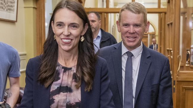 Jacinda Ardern with her successor Chris Hipkins. Picture: Mark Mitchell / NZ Herald