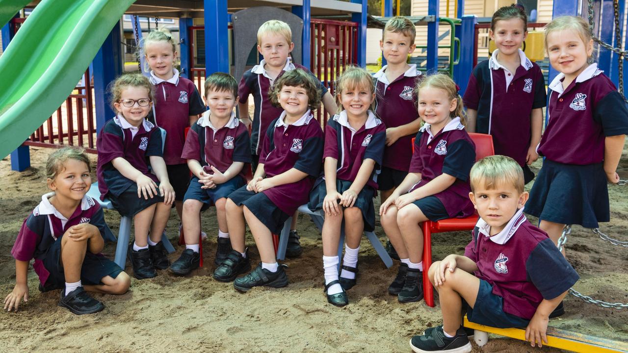 My First Year 2022: Allora State School Prep students (from left) Grayson, Annabel, Chloe, Connor, Chase, Clara, Ava, Ethan, Ella, Keighley, Kohan and Abigail, Tuesday, March 1, 2022. Picture: Kevin Farmer