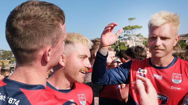 There were emotional scenes post-game. Picture: Mark Wilson