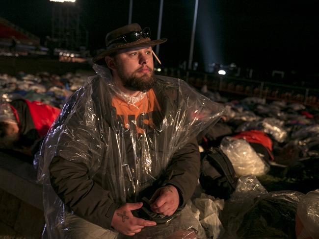 Anzac dawn service on the Gallipoli peninsula, Turkey. Joel Watson, 30, from Sydney. Picture: Ella Pellegrini