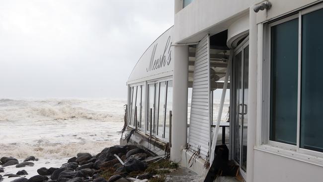 The Burleigh Beach Pavilion was damaged and inundated with sea water. Picture: Adam Head